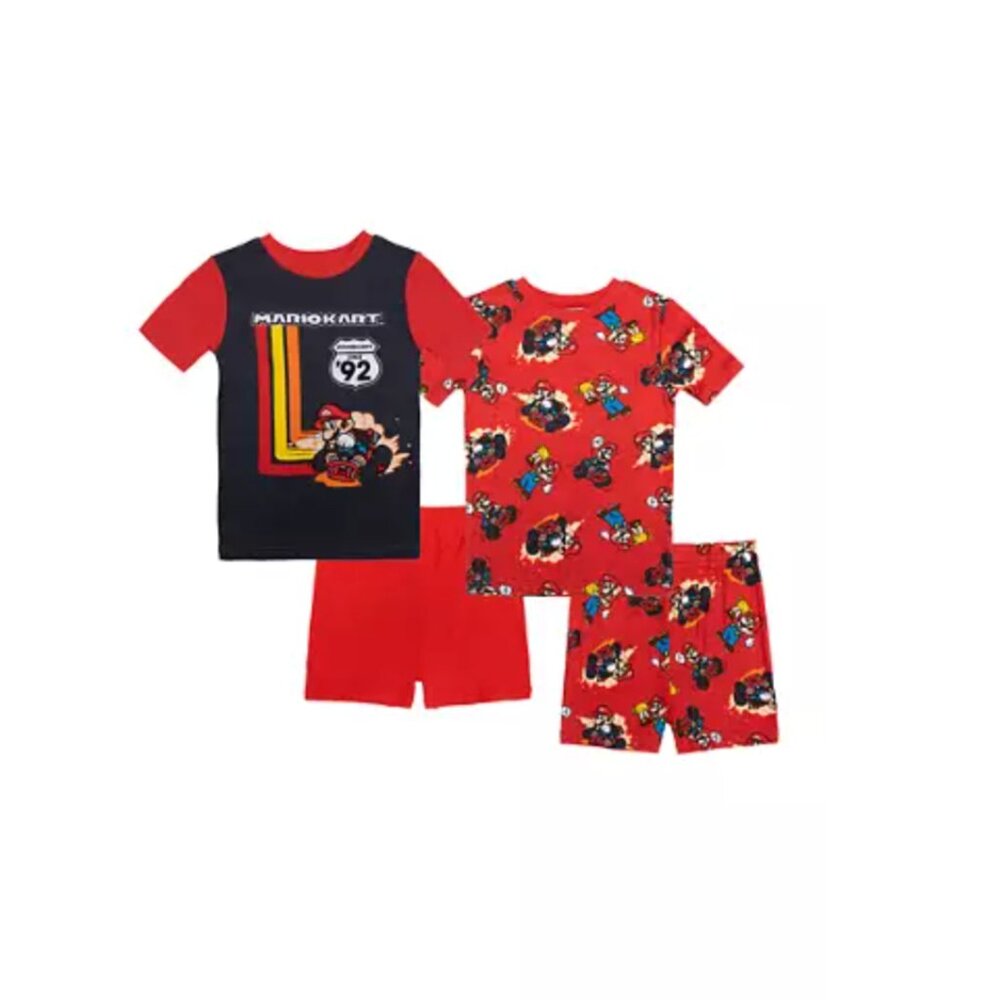 NWT Mario Cart Pajama 4 Piece Set - Size 10